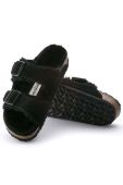 Замшеві тапочки Birkenstock Arizona Shearling чоловічі колір чорний Regular Width 752661.BLK-BLACK Замшеві тапочки Birkenstock Arizona Shearling чоловічі колір чорний Regular Width 752661.BLK-BLACK