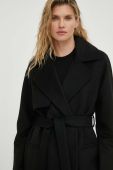 Вовняне пальто 2NDDAY Livia колір чорний перехідне двобортне