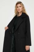 Вовняне пальто 2NDDAY Livia колір чорний перехідне двобортне