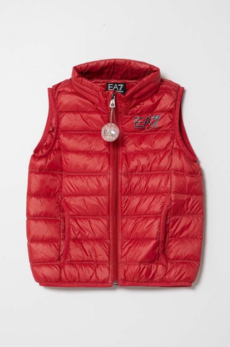 Пухова дитяча безрукавка EA7 Emporio Armani колір червоний
