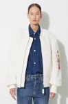 Куртка-бомбер Alpha Industries Ma-1 Teddy жіночий колір бежевий перехідна oversize 108102.16-cream Куртка-бомбер Alpha Industries Ma-1 Teddy жіночий колір бежевий перехідна oversize 108102.16-cream