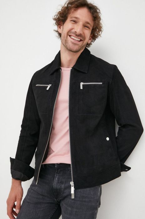 Замшева куртка Selected Homme чоловіча колір чорний перехідна