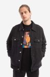 Джинсова куртка Wood Wood Ivan Denim Jacket колір чорний перехідна 12235109.7051-BLACK Джинсова куртка Wood Wood Ivan Denim Jacket колір чорний перехідна 12235109.7051-BLACK