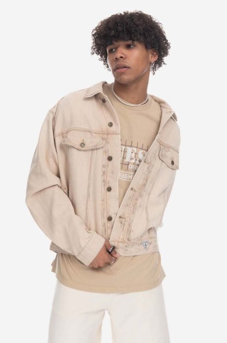 Джинсова куртка Guess чоловіча колір бежевий перехідна oversize M3GU97.D4RU0-TNMT Джинсова куртка Guess чоловіча колір бежевий перехідна oversize M3GU97.D4RU0-TNMT