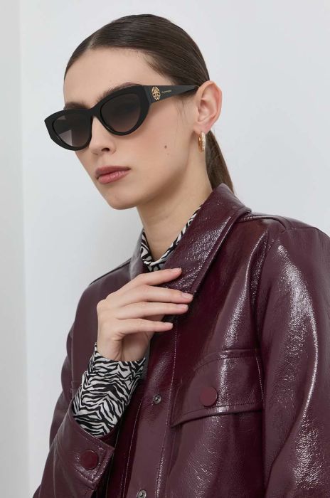 Сонцезахисні окуляри Alexander McQueen AM0377S жіночі колір чорний Сонцезахисні окуляри Alexander McQueen AM0377S жіночі колір чорний