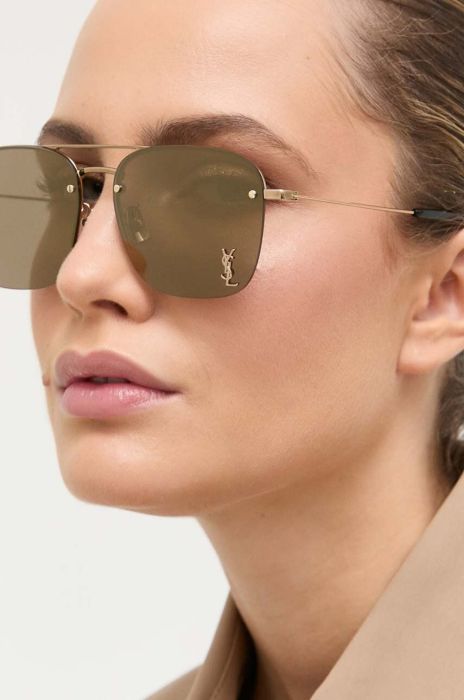 Сонцезахисні окуляри Saint Laurent 309 жіночі колір золотий Сонцезахисні окуляри Saint Laurent 309 жіночі колір золотий