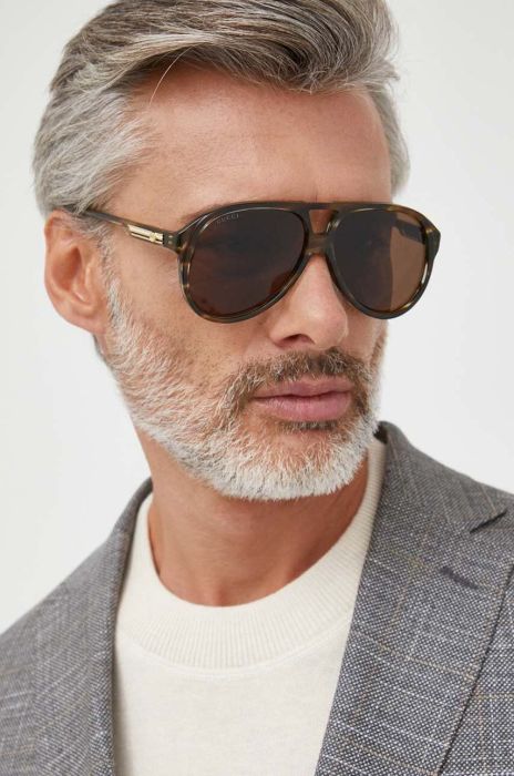 Сонцезахисні окуляри Gucci чоловічі колір коричневий (3329593)