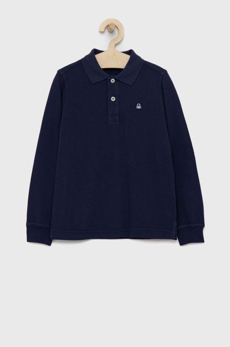 Дитячий бавовняний лонгслів United Colors of Benetton колір синій однотонний (2712902) Дитячий бавовняний лонгслів United Colors of Benetton колір синій однотонний (2712902)