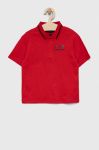Дитяче бавовняне поло EA7 Emporio Armani колір червоний однотонний Дитяче бавовняне поло EA7 Emporio Armani колір червоний однотонний