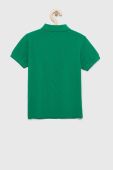 Дитяче бавовняне поло United Colors of Benetton колір зелений однотонний (2932957)