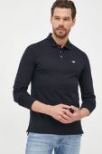 Бавовняний лонгслів Emporio Armani колір синій однотонний