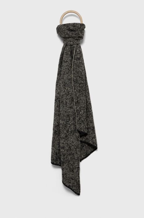 Шарф Pieces жіночий колір чорний меланж Шарф Pieces жіночий колір чорний меланж