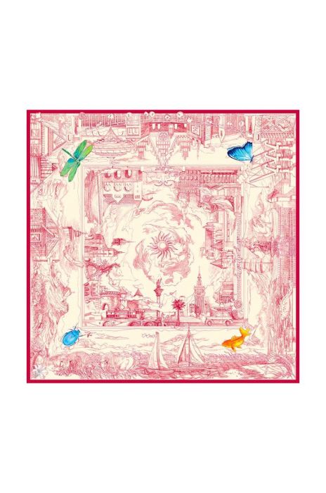 Хустка Lilou CHUSTA/SILKWOOL/RED/134 жіноча колір червоний візерунок