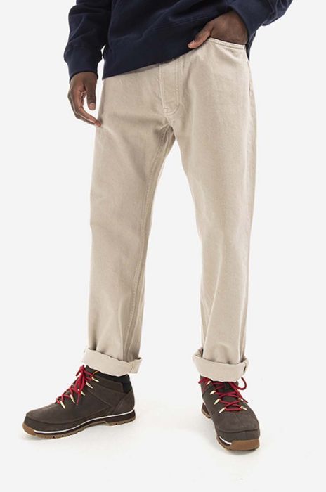 Бавовняні джинси Wood Wood Al Rigid Denim Straight Fit 12215804.7051-LIGHTSA колір бежевий Бавовняні джинси Wood Wood Al Rigid Denim Straight Fit 12215804.7051-LIGHTSA колір бежевий