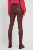 Штани JDY жіночі колір бордовий облягаюче висока посадка Штани JDY жіночі колір бордовий облягаюче висока посадка