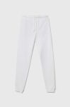 Дитячі бавовняні штани United Colors of Benetton колір білий однотонні Дитячі бавовняні штани United Colors of Benetton колір білий однотонні