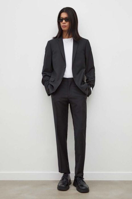 Штани з домішкою вовни Tiger Of Sweden колір чорний облягаюче