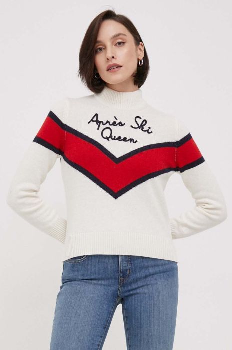 Светр з домішкою вовни MC2 Saint Barth жіночий колір бежевий півгольф Светр з домішкою вовни MC2 Saint Barth жіночий колір бежевий півгольф