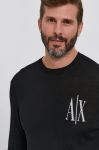 Вовняний светр Armani Exchange чоловічий колір чорний легкий (1696809) Вовняний светр Armani Exchange чоловічий колір чорний легкий (1696809)