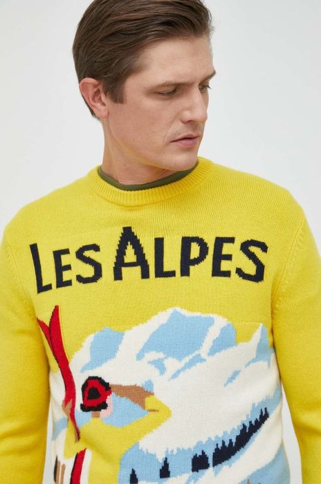 Вовняний светр MC2 Saint Barth чоловічий колір жовтий Вовняний светр MC2 Saint Barth чоловічий колір жовтий
