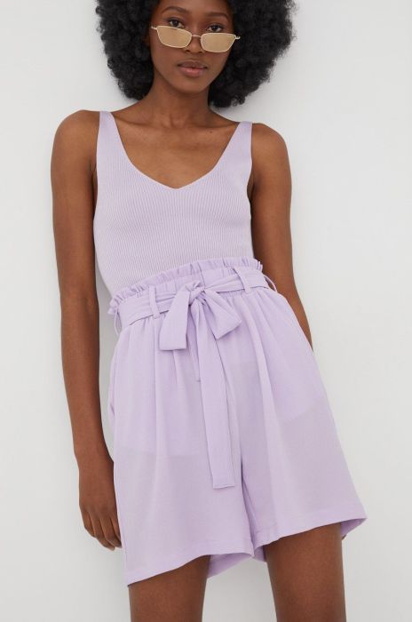 Шорти Pieces жіночі колір фіолетовий однотонні висока посадка