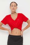 Бавовняна футболка Tommy Jeans жіночий колір червоний (3647725)