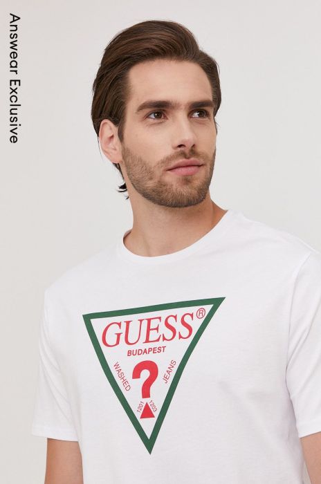 Футболка Guess чоловіча колір білий з принтом (1426945) Футболка Guess чоловіча колір білий з принтом (1426945)