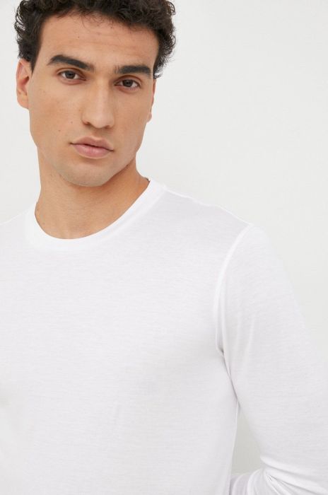 Лонгслів Emporio Armani чоловічий колір білий однотонний Лонгслів Emporio Armani чоловічий колір білий однотонний