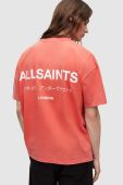 Бавовняна футболка AllSaints колір червоний з принтом Бавовняна футболка AllSaints колір червоний з принтом