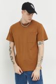 Бавовняна футболка Solid колір коричневий однотонний Бавовняна футболка Solid колір коричневий однотонний