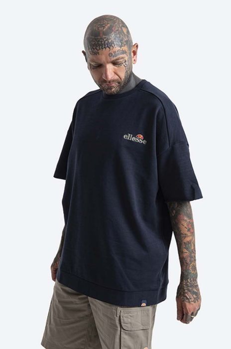 Бавовняна футболка Ellesse Smettila Sweatshirt колір синій з аплікацією SHJ11946-NAVY Бавовняна футболка Ellesse Smettila Sweatshirt колір синій з аплікацією SHJ11946-NAVY