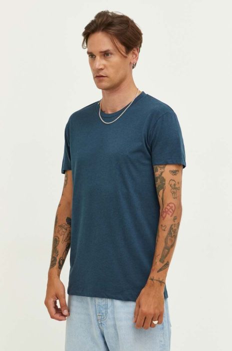 Бавовняна футболка Samsoe Samsoe колір бірюзовий однотонний Бавовняна футболка Samsoe Samsoe колір бірюзовий однотонний