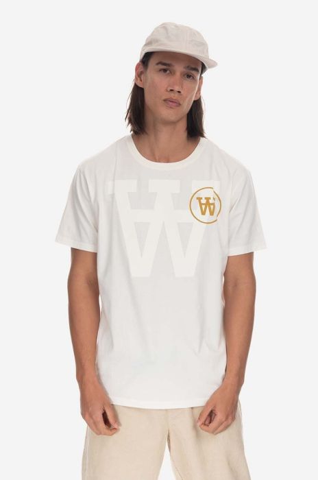 Бавовняна футболка Wood Wood колір бежевий з принтом 10245700.2222-OFFWHITE Бавовняна футболка Wood Wood колір бежевий з принтом 10245700.2222-OFFWHITE