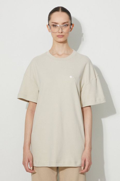 Бавовняна футболка PinqPonq колір бежевий однотонна