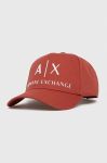 Бавовняна шапка Armani Exchange колір помаранчевий з аплікацією Бавовняна шапка Armani Exchange колір помаранчевий з аплікацією