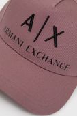 Бавовняна кепка Armani Exchange колір фіолетовий з аплікацією Бавовняна кепка Armani Exchange колір фіолетовий з аплікацією