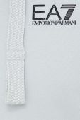 Бавовняна кофта EA7 Emporio Armani чоловіча колір чорний з капюшоном однотонна