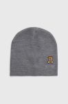Вовняна шапка Moschino колір сірий з тонкого трикотажу вовна (3398898) Вовняна шапка Moschino колір сірий з тонкого трикотажу вовна (3398898)