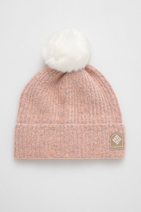 Шапка Columbia колір рожевий з товстого трикотажу (2564218)