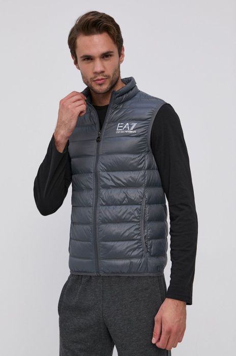 Пухова безрукавка EA7 Emporio Armani чоловічий колір сірий