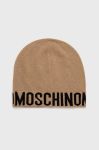 Вовняна шапка Moschino колір бежевий з тонкого трикотажу вовна (2566892) Вовняна шапка Moschino колір бежевий з тонкого трикотажу вовна (2566892)