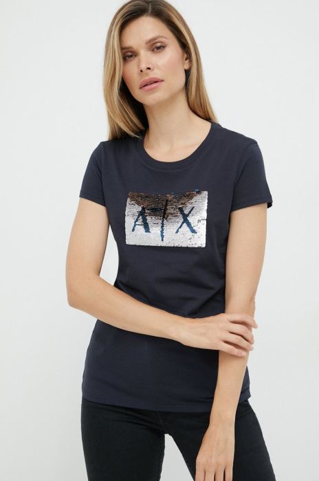Бавовняна футболка Armani Exchange колір синій (2417867)
