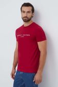 Бавовняна футболка Tommy Hilfiger колір бордовий з аплікацією Бавовняна футболка Tommy Hilfiger колір бордовий з аплікацією