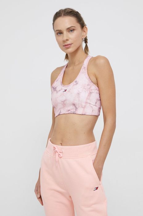 Спортивний бюстгальтер Tommy Hilfiger колір рожевий візерунок Спортивний бюстгальтер Tommy Hilfiger колір рожевий візерунок