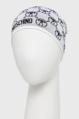 Шапка Moschino колір білий з тонкого трикотажу вовна