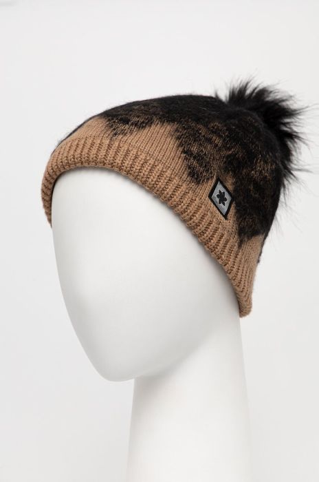Шапка з домішкою вовни Granadilla колір коричневий з товстого трикотажу