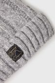 Шапка з домішкою вовни Superdry колір сірий з товстого трикотажу (2122125) Шапка з домішкою вовни Superdry колір сірий з товстого трикотажу (2122125)