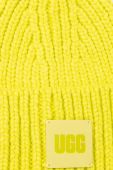 Шапка з домішкою вовни UGG колір зелений з товстого трикотажу Шапка з домішкою вовни UGG колір зелений з товстого трикотажу