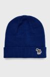 Шапка PS Paul Smith з тонкого трикотажу вовна колір блакитний Шапка PS Paul Smith з тонкого трикотажу вовна колір блакитний