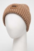 Шапка з домішкою вовни UGG колір коричневий з товстого трикотажу (3577272)